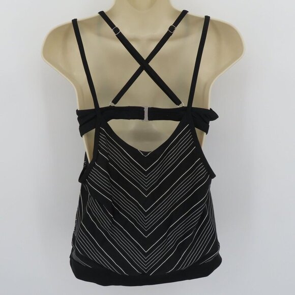 Athleta Women 38 B/C Black White Chevron Tankini Tank Swimwear Swim Top Strappy - Picture 4 of 12